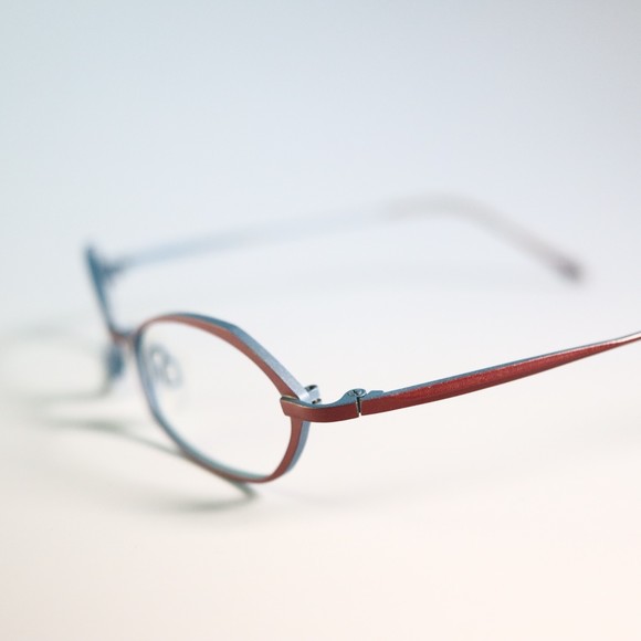 Bevel BRTQ Japan 8536 Pound 49-18 135 eyeglasses red blue slim frame N13 - Picture 11 of 13